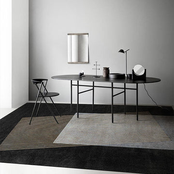 5' x 8' Designer Modern Style Rectangular Black Geometric and Physics Area Rug